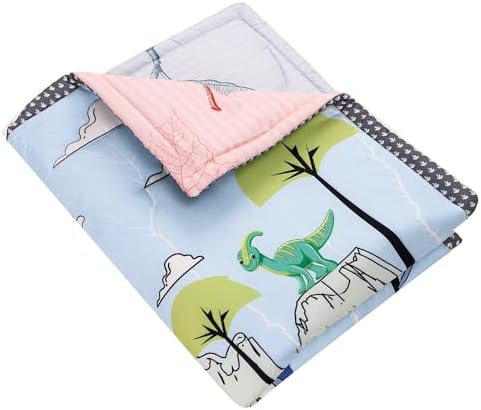 Blue Dinosaur Crib Quilt Reversible Microfiber Blanket for Babies