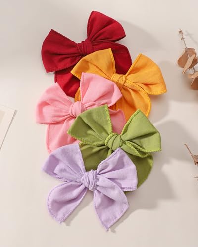 Doboi 20PCS Cotton Linen Bows for Girls Hair Clips
