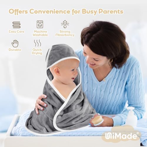 UNIMADE 4-Pack Hooded Baby Towels Soft Coral Fleece
