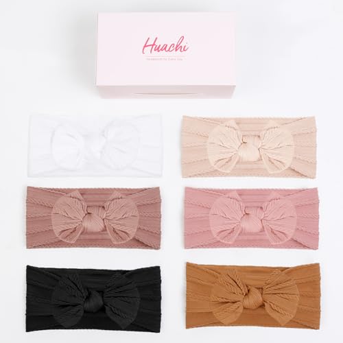 Huachi 6 Pcs Soft Flower Headbands for Newborn and Todler Kids