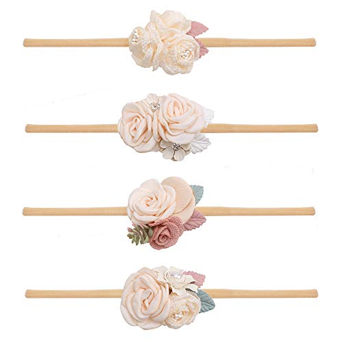 Cherrboll 4pcs Baby Girl Headbands with Flowers 1
