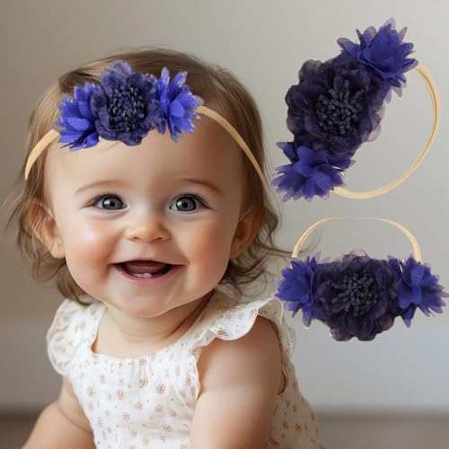 Kenjudess Stretchy Baby Girl Flower Headband Set
