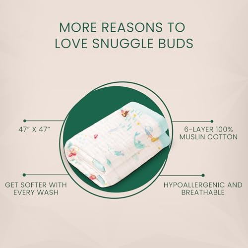 Snuggle Buds 6-Layer Muslin Baby Blanket Gender-Neutral Mermaid Dreams