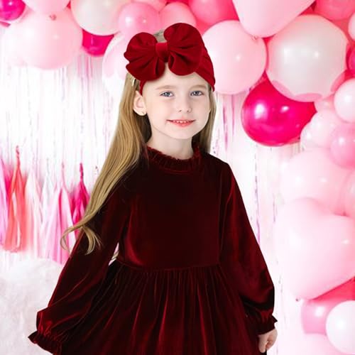 YanJie Velvet Bows Hairband - Soft Headbands for Baby Girls 2 Pack