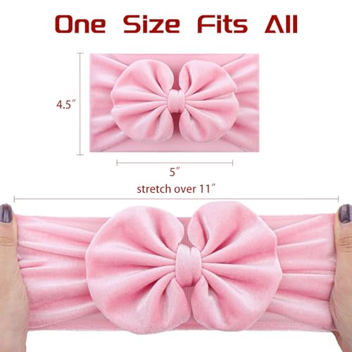 YanJie Velvet Bows Hairband - Soft Headbands for Baby Girls 2 Pack