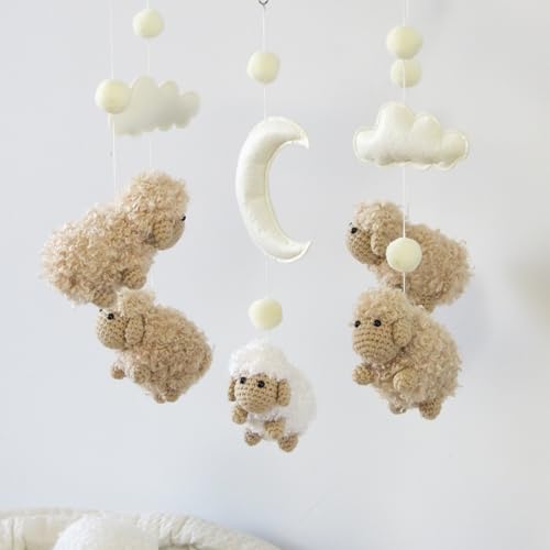 Goukurlsma Sheep Crib Mobile White Decor 1