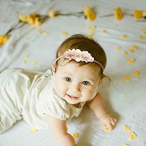 Baby Girl Headbands with Flowers 3PCS Elastic Hairbands