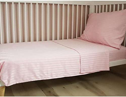 ZPECC Toddler Bedding Set 4 Piece Pink Stripe