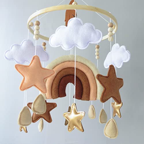 Goukurlsma Rainbow Felt Crib Mobile for Girls and Boys