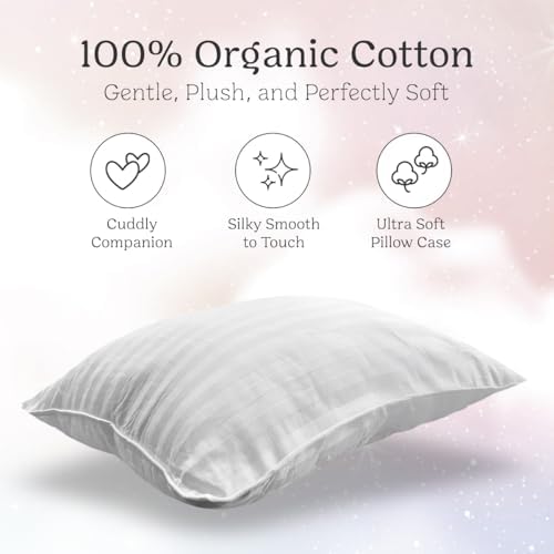 Toddler Pillow 13x18 Organic Cotton Set - Travel Bed Comfort