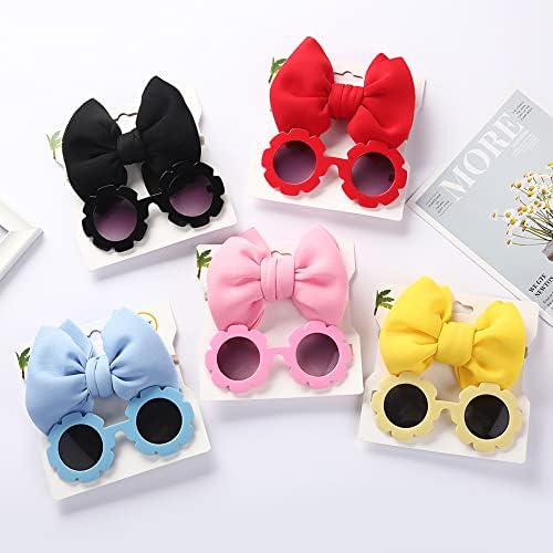Surakey Kids Flower Sunglasses and Hairband Set