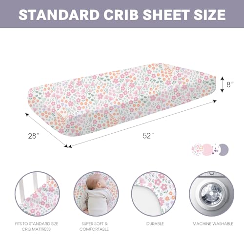 Bimocosy 4 Pack Crib Sheets for Girls