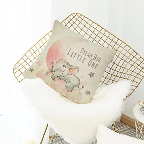 Ussap Elephant Dream Big Little One Throw Pillow Cover Pink Moon Cloud 18x18