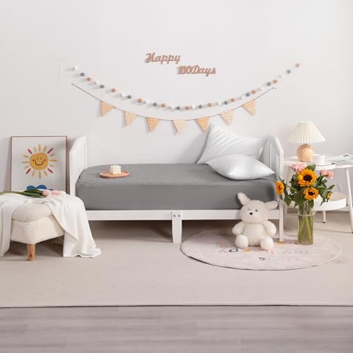 NTBAY 2 Pack Waterproof Mini Crib Mattress Protector - Smoke Grey