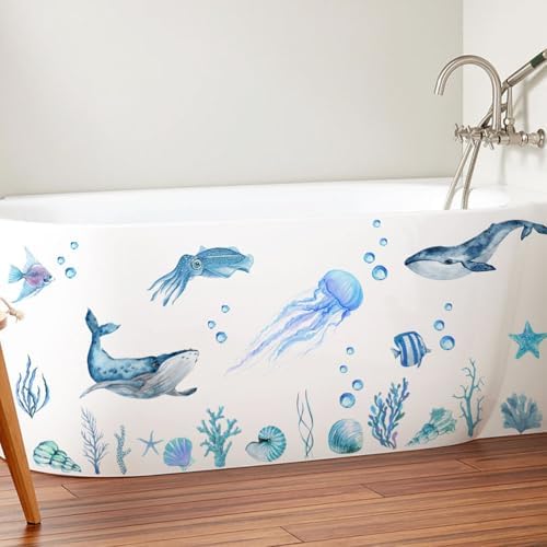 Ocean Themed Bathtub Stickers for Kids - Safe Non-Slip PVC Wall Decals