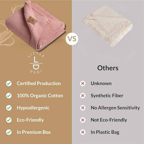 Little Dedi 100 Organic Cotton Baby Blanket - 30x40 Pink