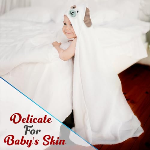 Premium Bamboo Baby Towel with Hood - White