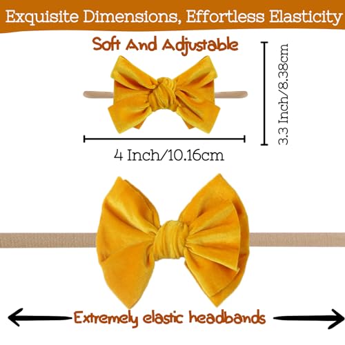 Muior 4 Pcs Baby Velvet Bow Headbands 1