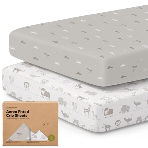 KeaBabies 2-Pack Fitted Crib Sheets - Soft Bamboo Cotton Breathable Durable