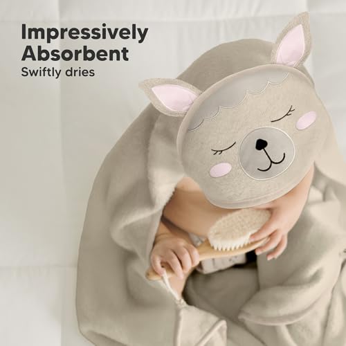 KeaBabies Bamboo Hooded Towel for Newborns - Alpaca Soft 35 x 35