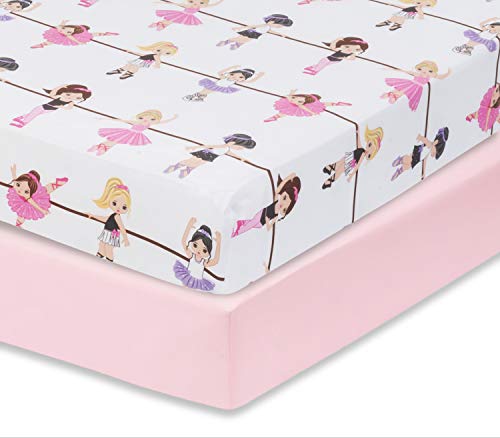 Everyday Kids 2 Pack Fitted Crib Sheets - Ballerina Pink