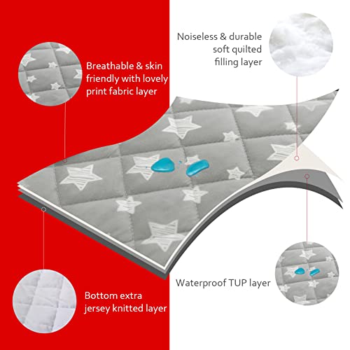 Moonsea Crib Mattress Protector 2 Pack Grey White Star