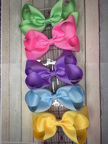 Colorful Grosgrain Bow Headbands 5-Pack Set