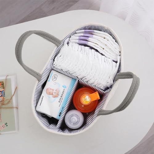 Cotton Woven Diaper Caddy with Removable Compartments