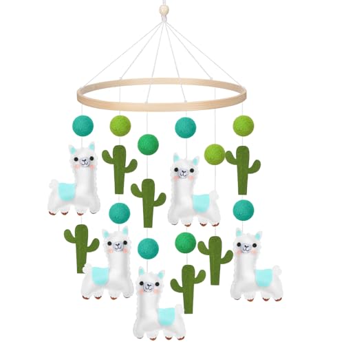 Hollowfly Baby Crib Mobile with Alpaca and Cactus Design