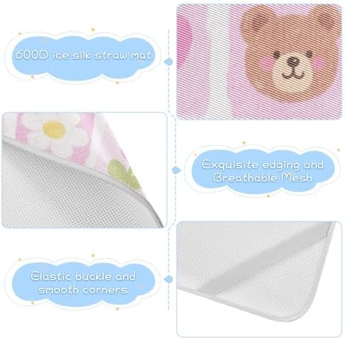 Pink Strawberry Flower Cooling Baby Mattress Pad Cover 1