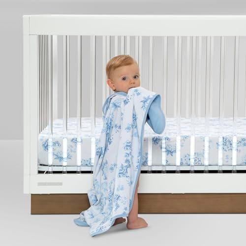 Delta Children Organic Cotton Fitted Crib Sheets - Blue Botanicals Pack of 2