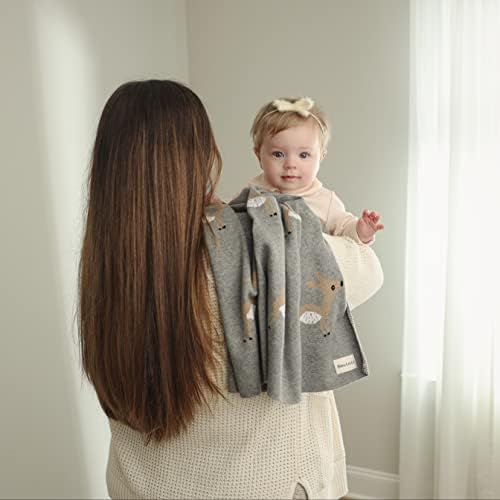 Bleu La La Soft Cotton Receiving Blanket - Deer Sage