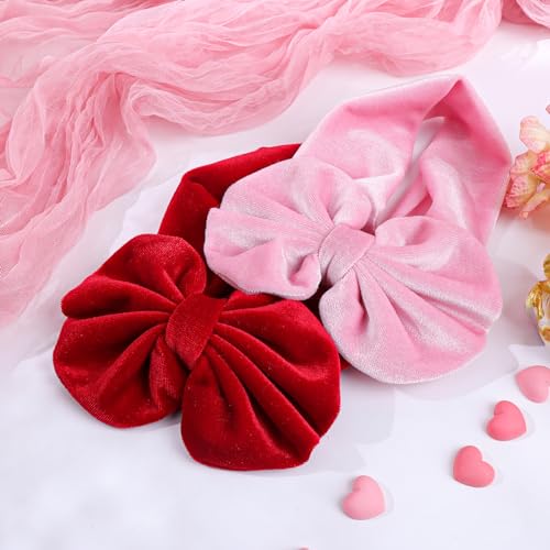 YanJie Velvet Bows Hairband - Soft Headbands for Baby Girls 2 Pack