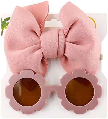 Surakey Kids Flower Sunglasses Headband Set