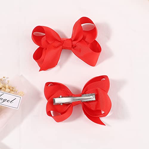 YLEN 2PCS 3 Inch Red Hair Bows for Girls