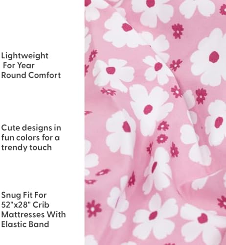 The Peanutshell 4-Pack Daisy Crib Sheets - Soft Breathable Cozy