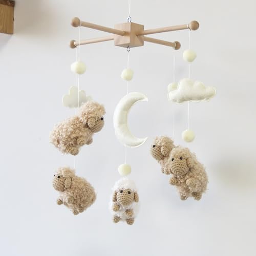 Goukurlsma Sheep Crib Mobile White Decor 1