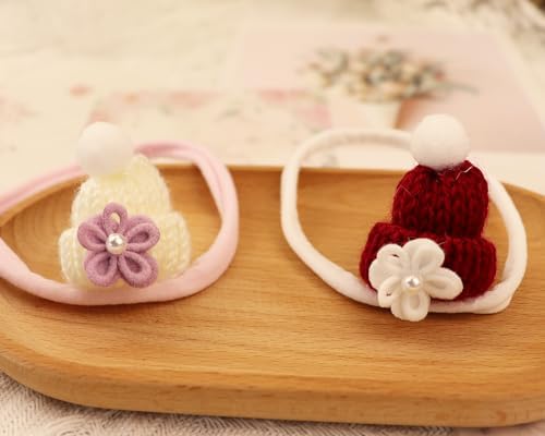 2pcs Baby Girls Headband with Beanie Elastic Hairband for Toddlers