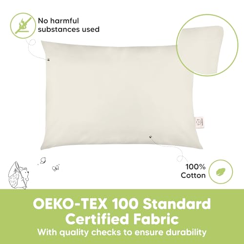 KeaBabies 2-Pack Toddler Pillow 13x18 - Soft Organic Cotton Travel Bed Pillow for Kids
