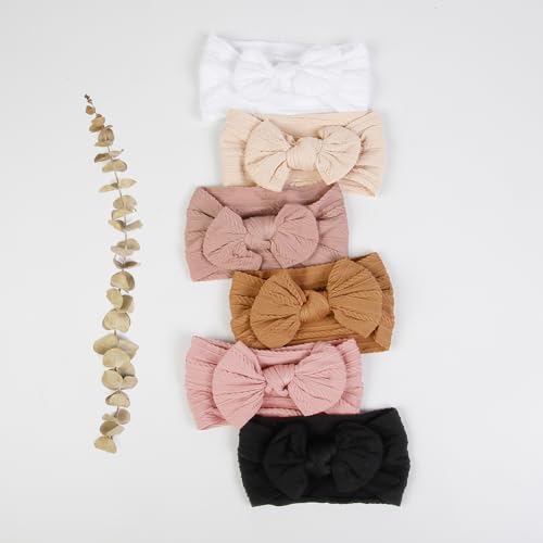Huachi 6 Pcs Soft Flower Headbands for Newborn and Todler Kids