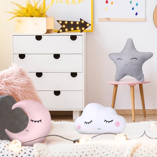 Chunful 3 Pcs Moon Star Cloud Plush Pillow Set