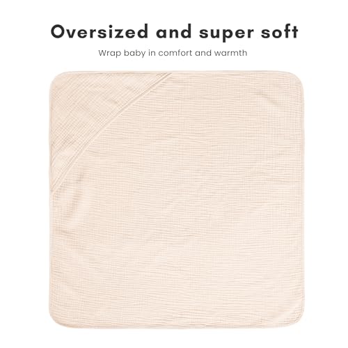 Konssy 2-Pack Hooded Muslin Baby Towels