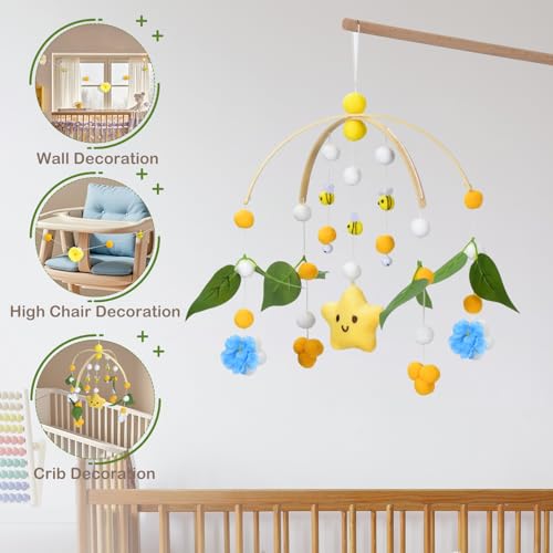Fcesuk Baby Crib Mobile with Bees Flowers