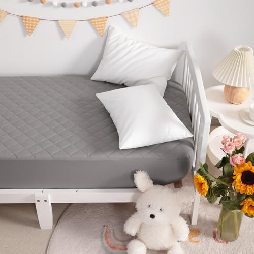 NTBAY 2 Pack Waterproof Mini Crib Mattress Protector - Smoke Grey