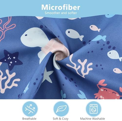 TILLYOU Toddler Pillowcase 2 Pack with TurtleManta Ray Design