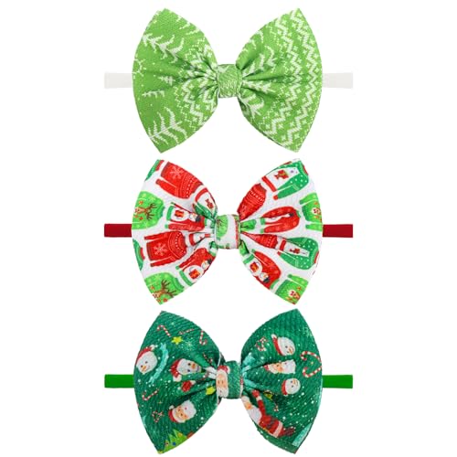 YanJie Christmas Baby Bows Red Green Headbands for Newborn Girls