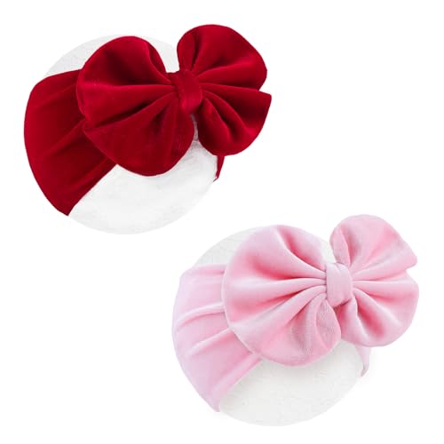 YanJie Velvet Bows Hairband - Soft Headbands for Baby Girls 2 Pack