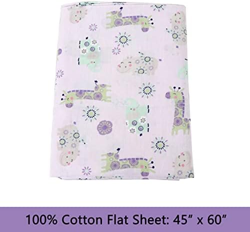 Danica 3-Piece Cotton Toddler Sheet Set Lavender Purple Giraffe Elephant