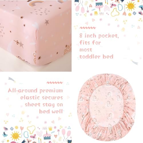 JSD Pink Unicorn Toddler Bedding Set 4 Piece