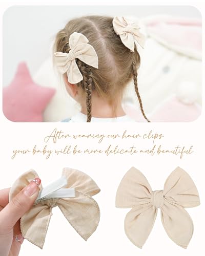 Doboi 20PCS Cotton Linen Bows for Girls Hair Clips